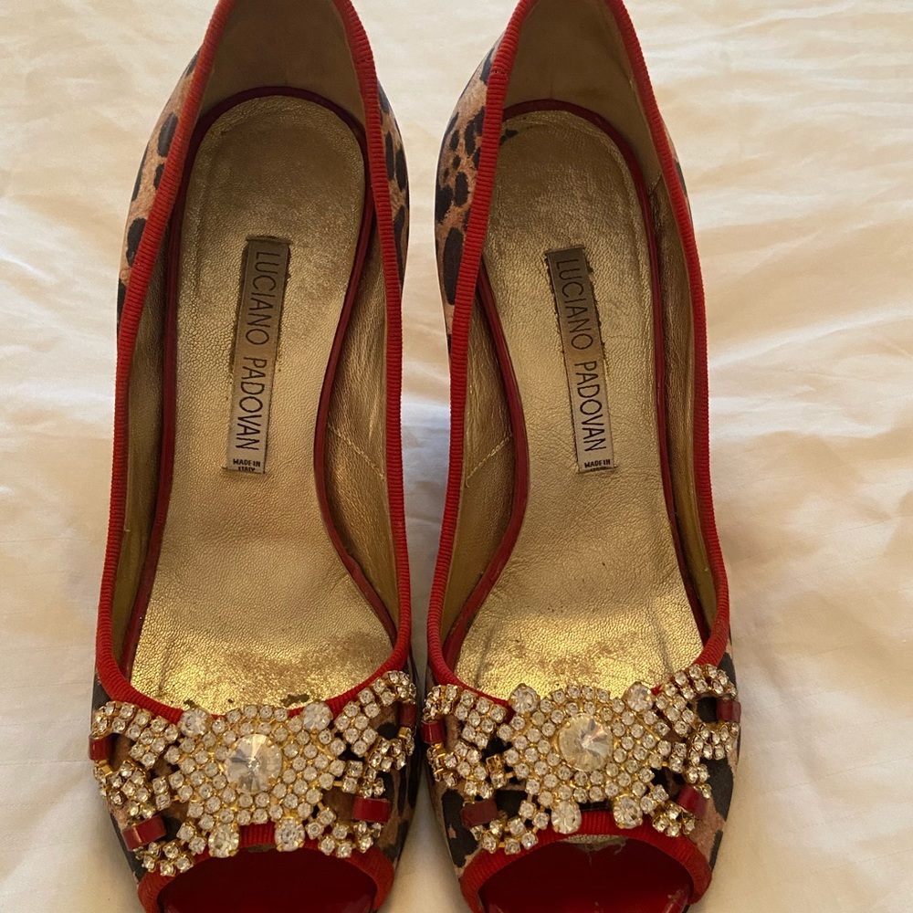 Beautiful leopard and rhinestone heels